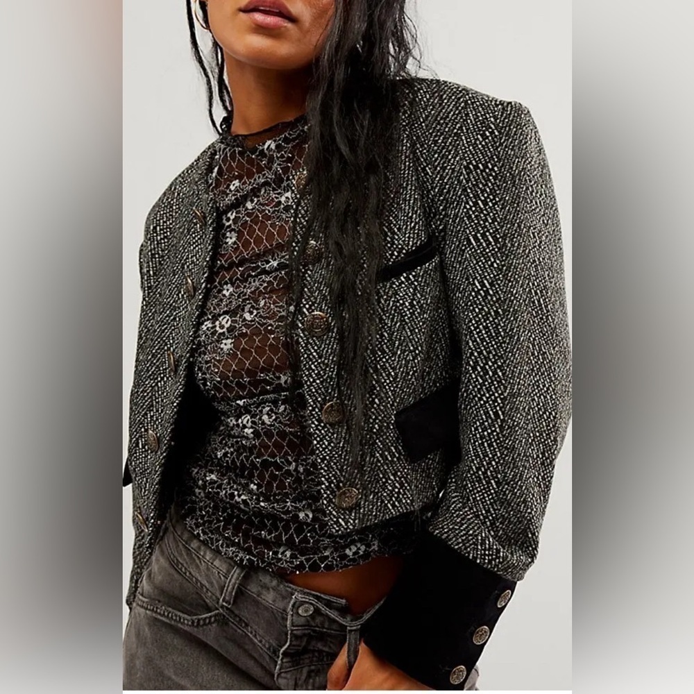 NWOT Free People, Emily Jacket, Small in Black/Gray - Picture 3 of 11